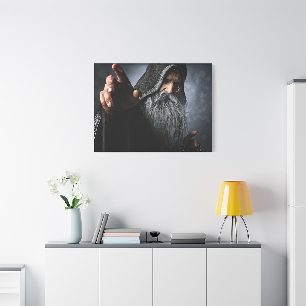 Mystic Wizard Portrait Canvas — Stretched Matte Wall Art - No AI - Human created illustration art