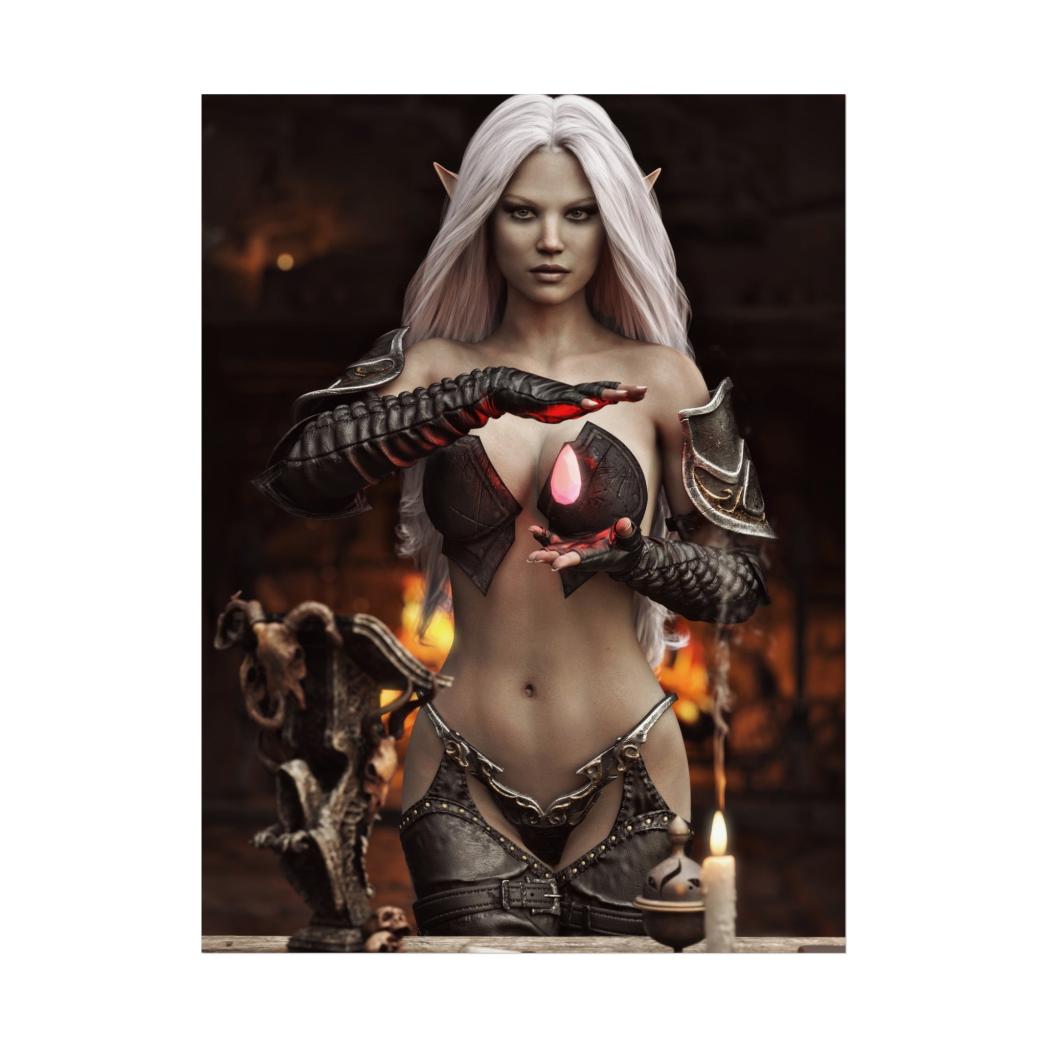 Fantasy Sorceress Art Poster — Dark Magic Goddess Wall Print - No AI - Human generated