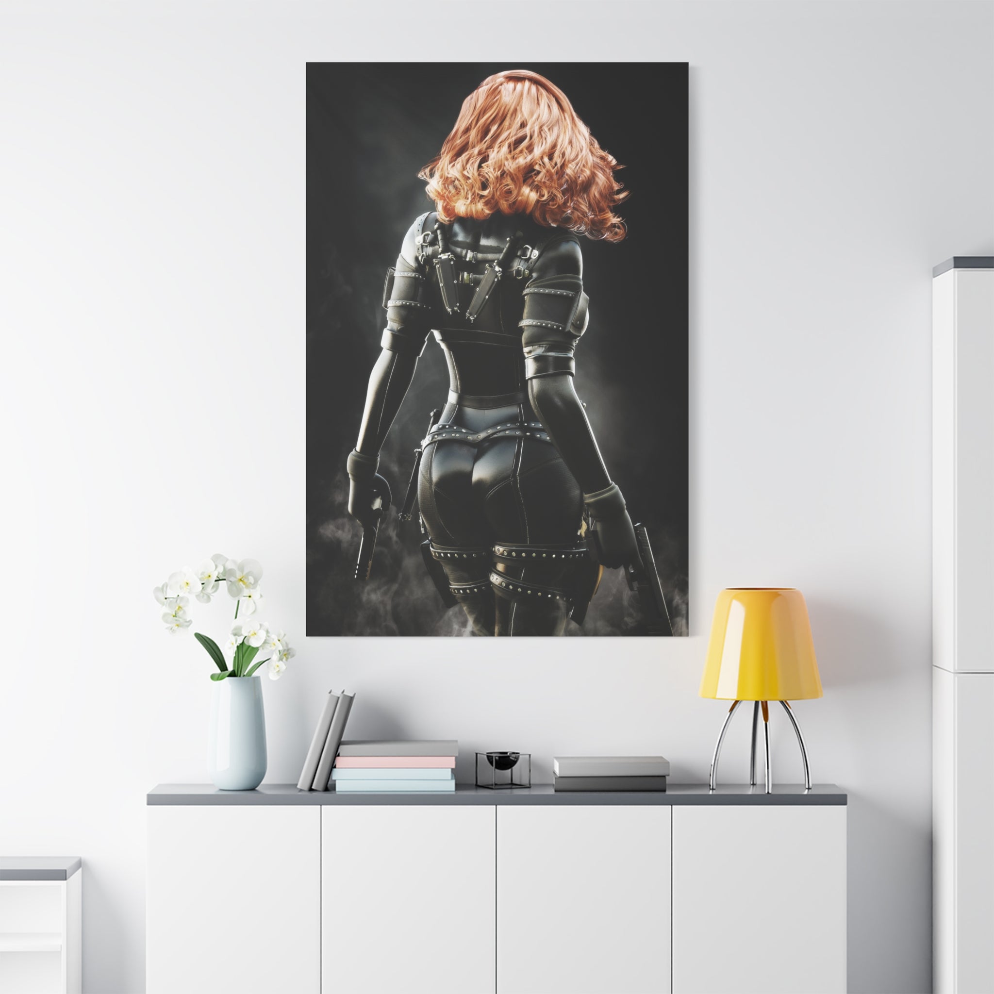Black Widow Inspired Matte Canvas Art — Female Assassin Poster, Stretched 1.25" - No AI - human created illustration art