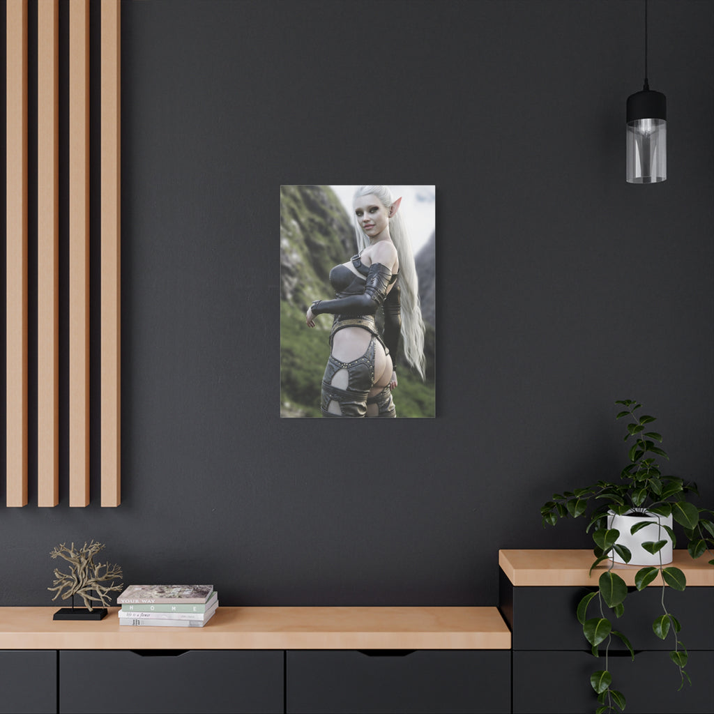 Fantasy Elf Warrior Canvas Print — Matte Stretched Wall Art- No AI - Human created illustration art