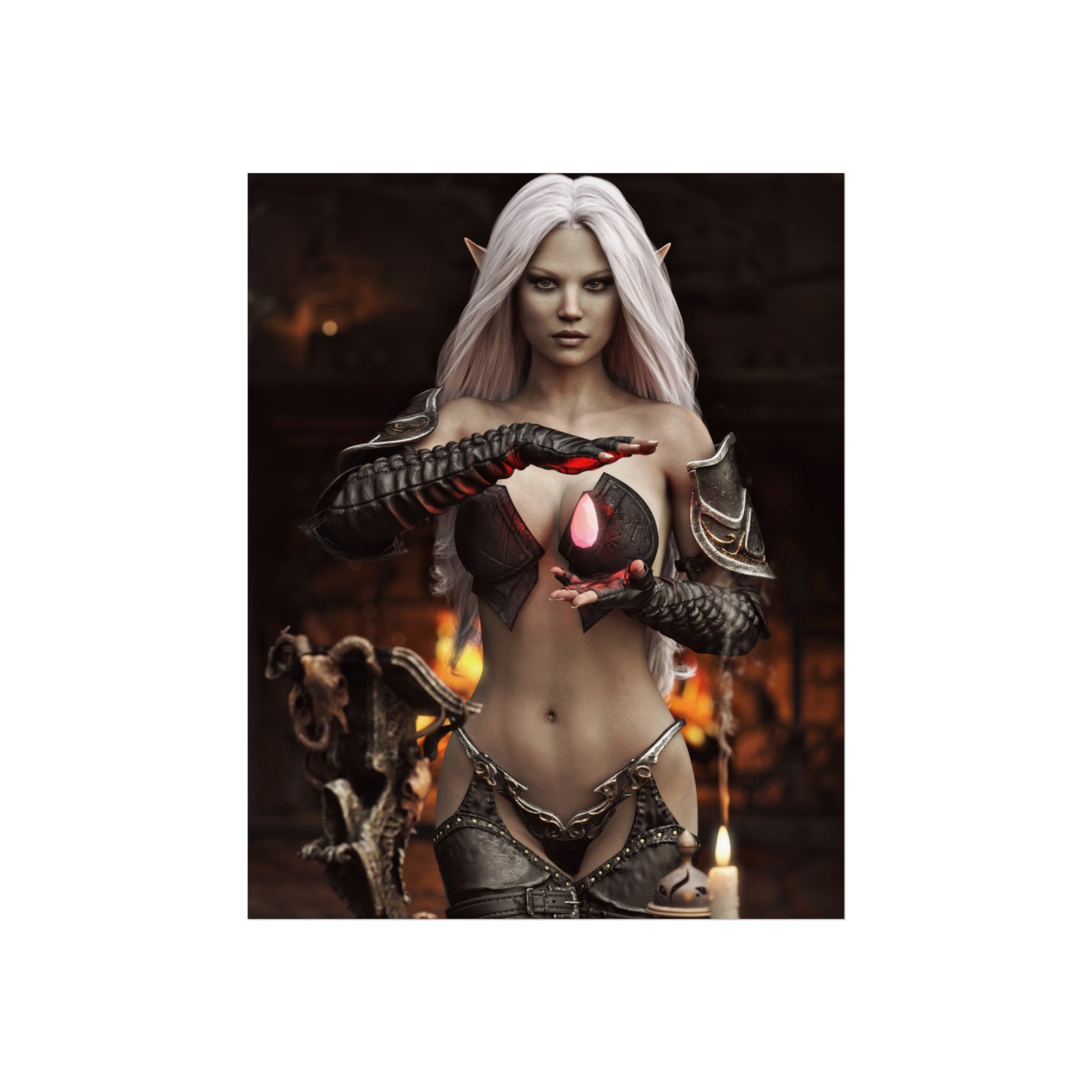 Fantasy Sorceress Art Poster — Dark Magic Goddess Wall Print - No AI - Human generated