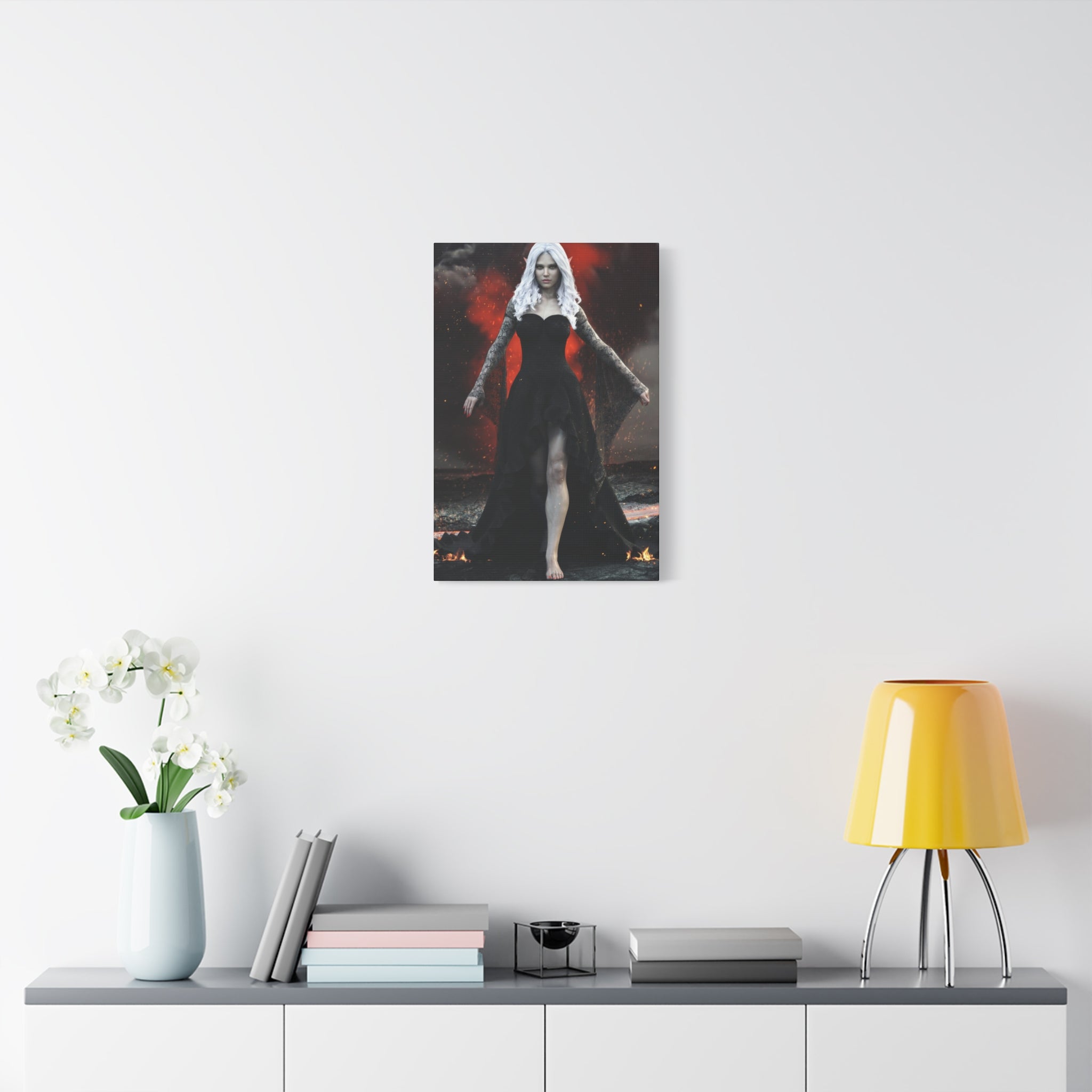 Dark Sorceress Canvas Print – Gothic Fantasy Wall Art- No AI- Human created illustration art