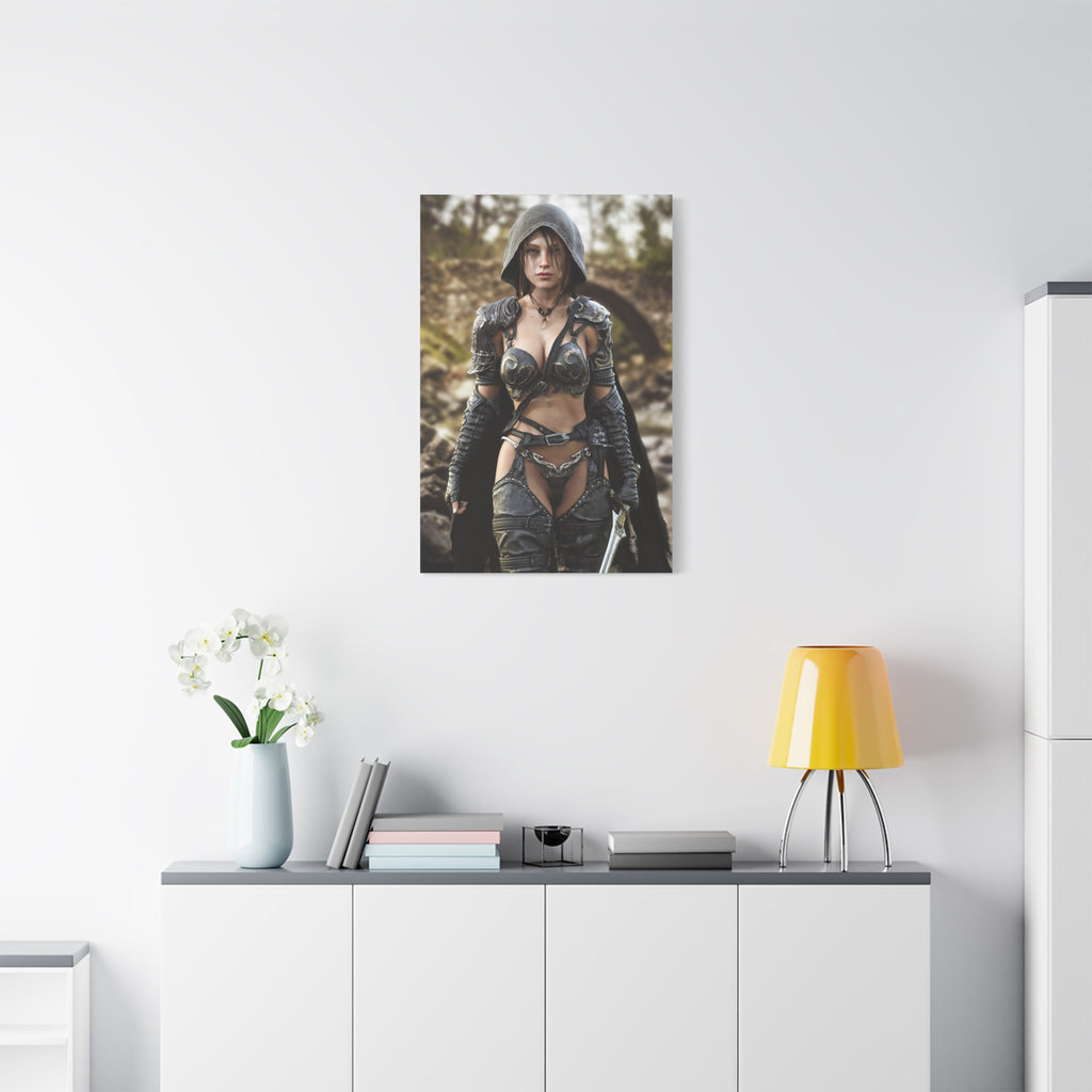 Fantasy Warrior Woman Matte Canvas Print - No AI- Human created illustration art