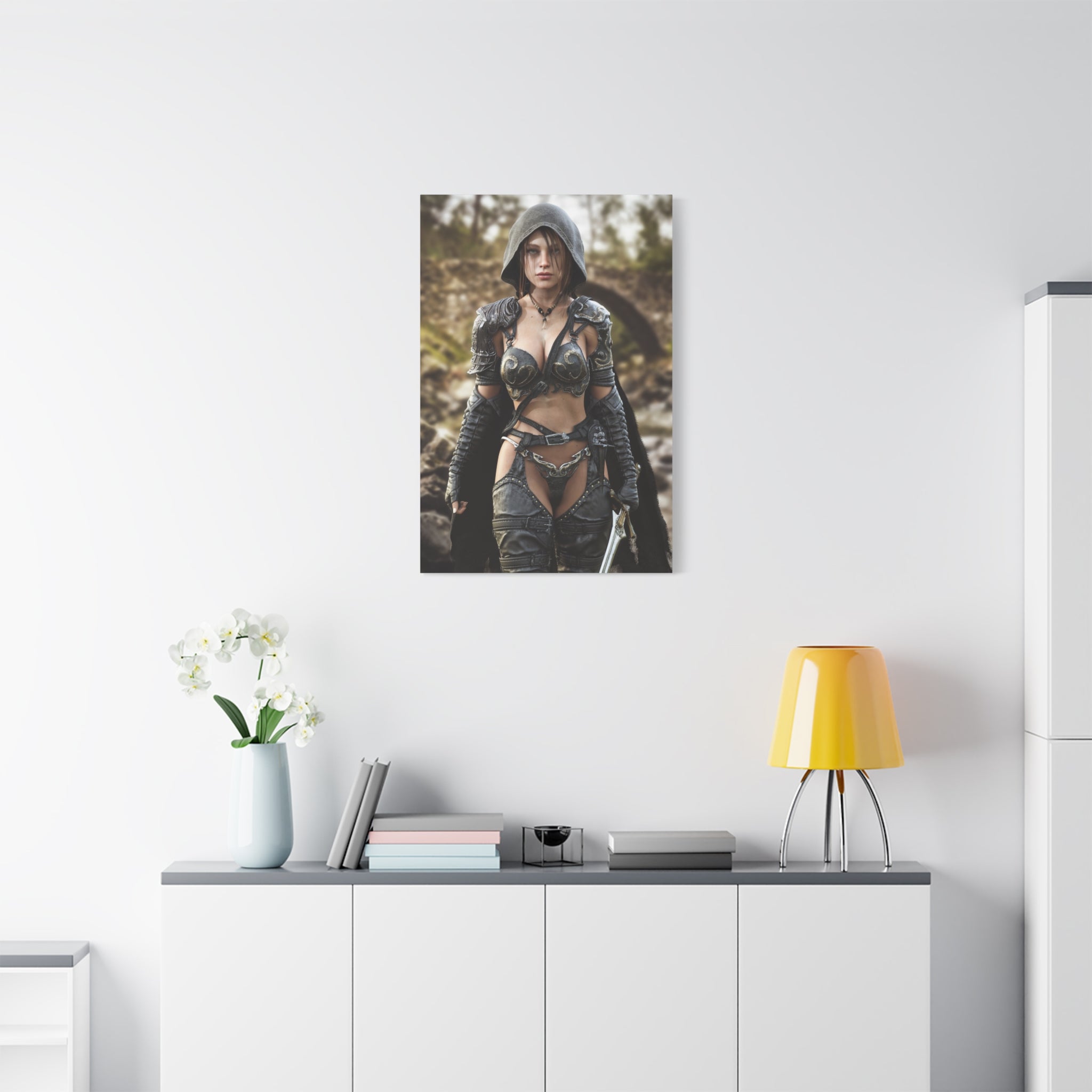 Fantasy Warrior Woman Matte Canvas Print - No AI- Human created illustration art
