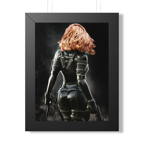 Black Widow-Inspired Framed Poster — Female Superhero Art Print (Vertical) - No AI- human created illustration art