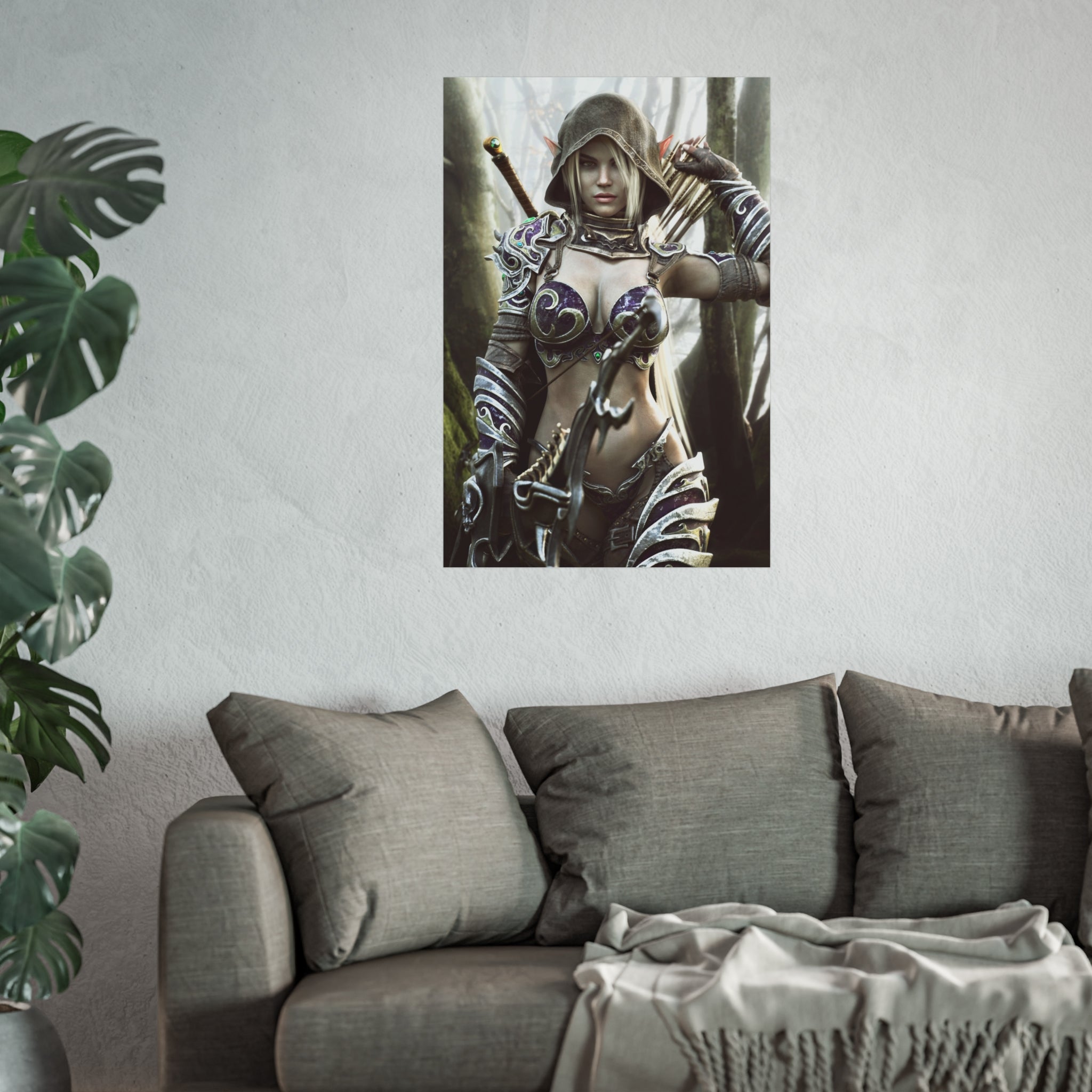Fantasy Archer Warrior Fine Art Poster — Female Ranger Wall Art for Gamers & RPG Fans