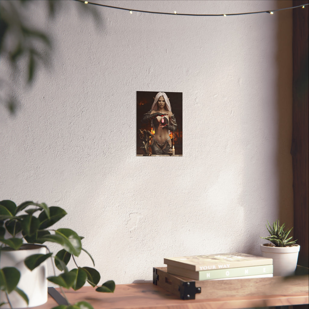 Fantasy Sorceress Art Poster — Dark Magic Goddess Wall Print - No AI - Human generated