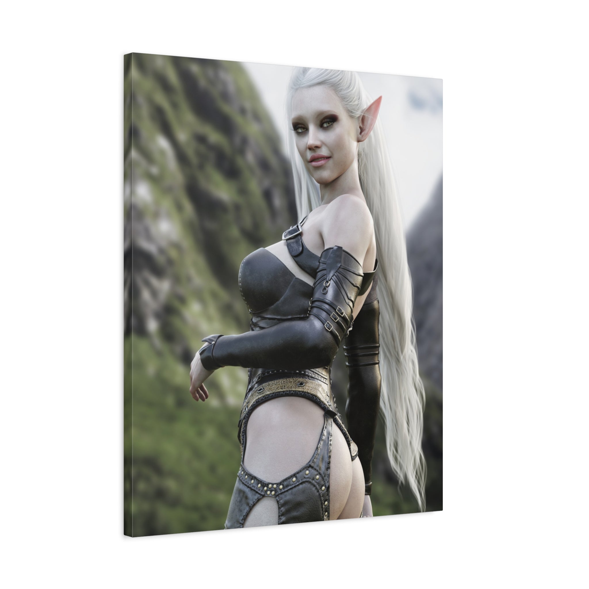 Fantasy Elf Warrior Canvas Print — Matte Stretched Wall Art- No AI - Human created illustration art