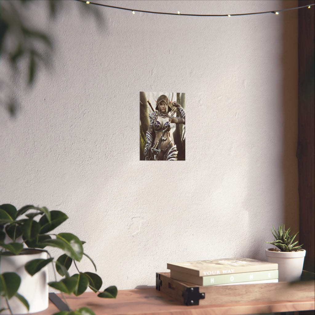 Fantasy Archer Warrior Fine Art Poster — Female Ranger Wall Art for Gamers & RPG Fans