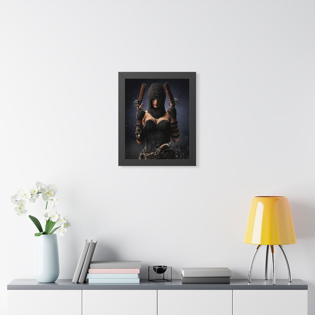 Framed Poster — Dark Rogue Pirate Assassin Art Print (Vertical) - No AI -Human created illustration art