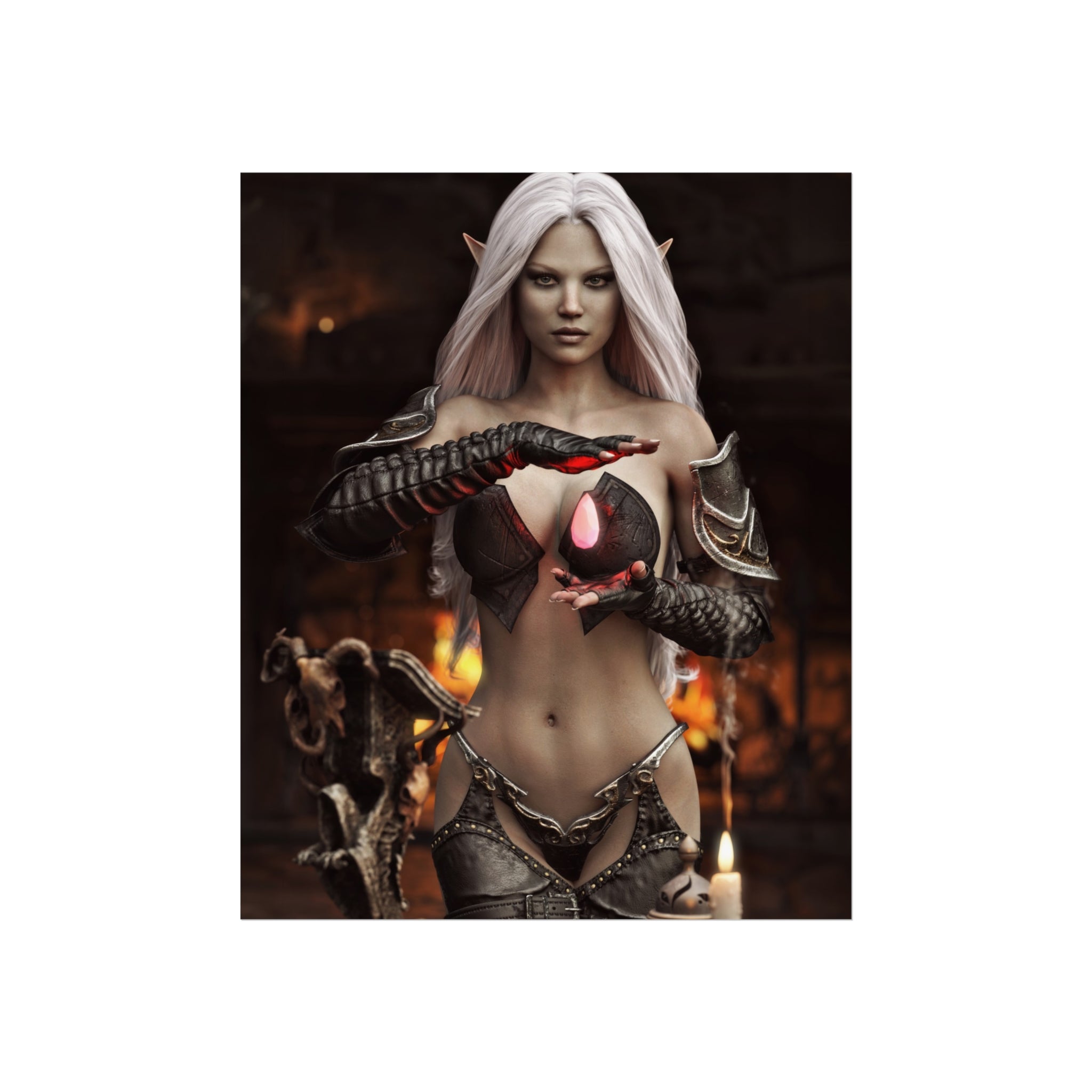 Fantasy Sorceress Art Poster — Dark Magic Goddess Wall Print - No AI - Human generated