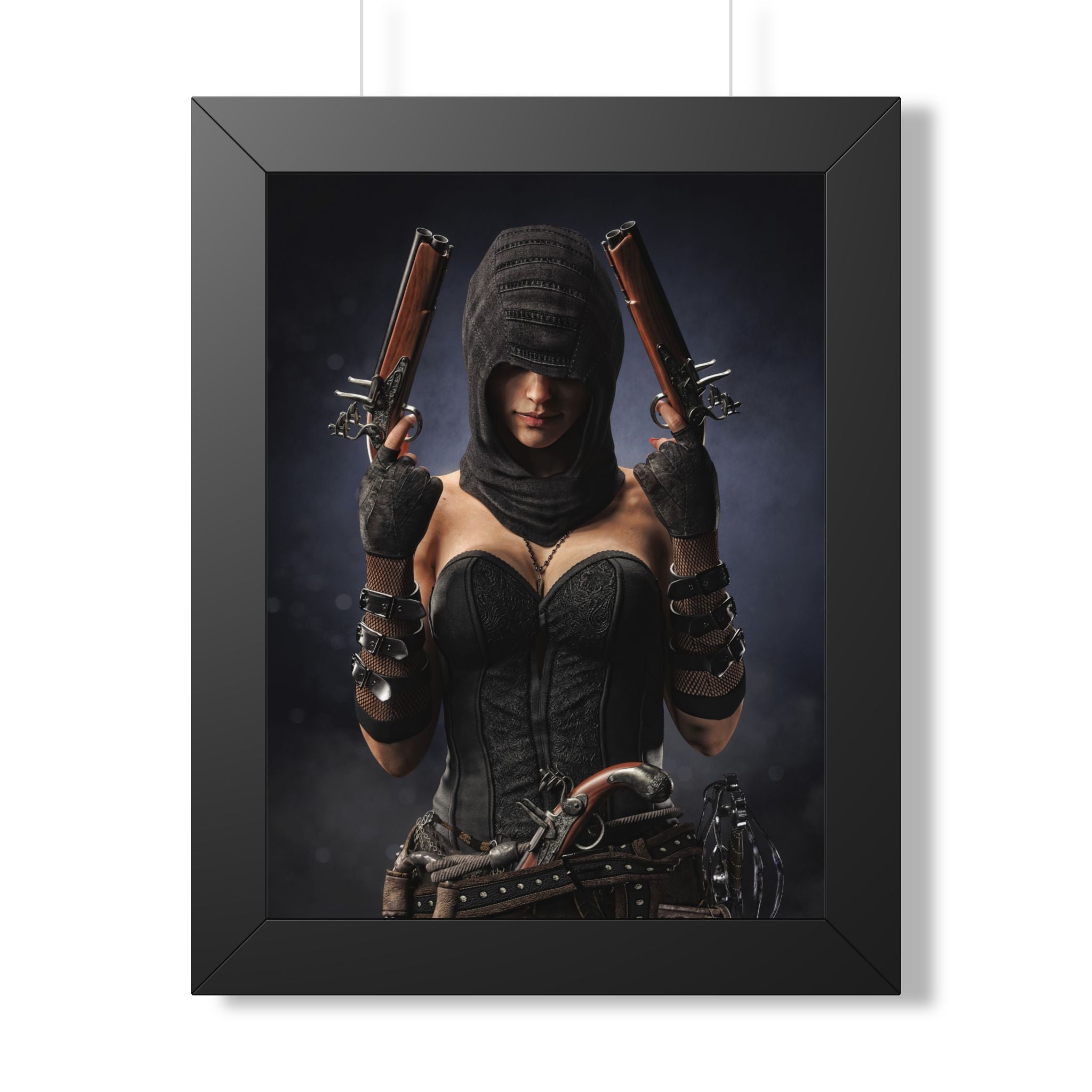 Póster enmarcado — Lámina artística "Pirata Asesino Pícaro Oscuro" (Vertical) - Sin IA - Ilustración creada por humanos