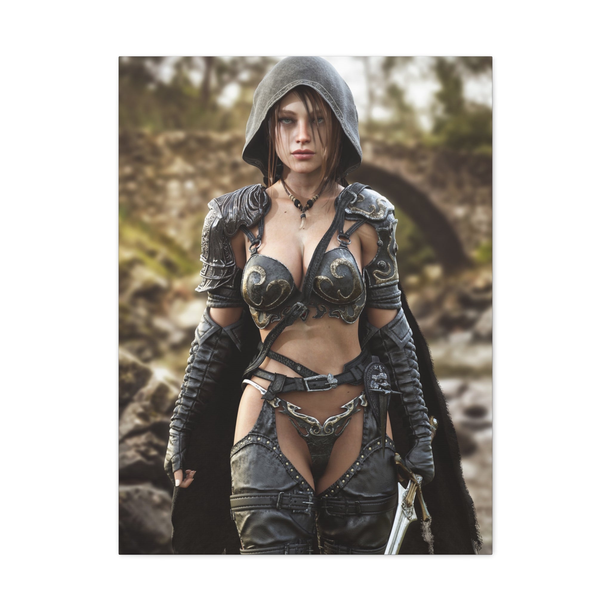 Fantasy Warrior Woman Matte Canvas Print - No AI- Human created illustration art
