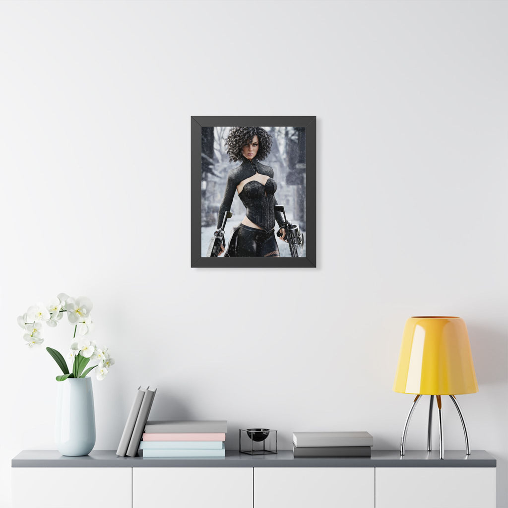 Framed Poster — Female Huntress - No AI - Human created illustration art