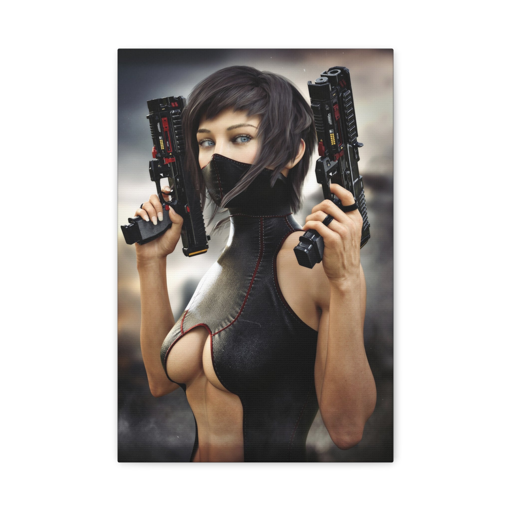Futuristic Assassin Matte Canvas Wall Art - No Ai- Human created illustration art