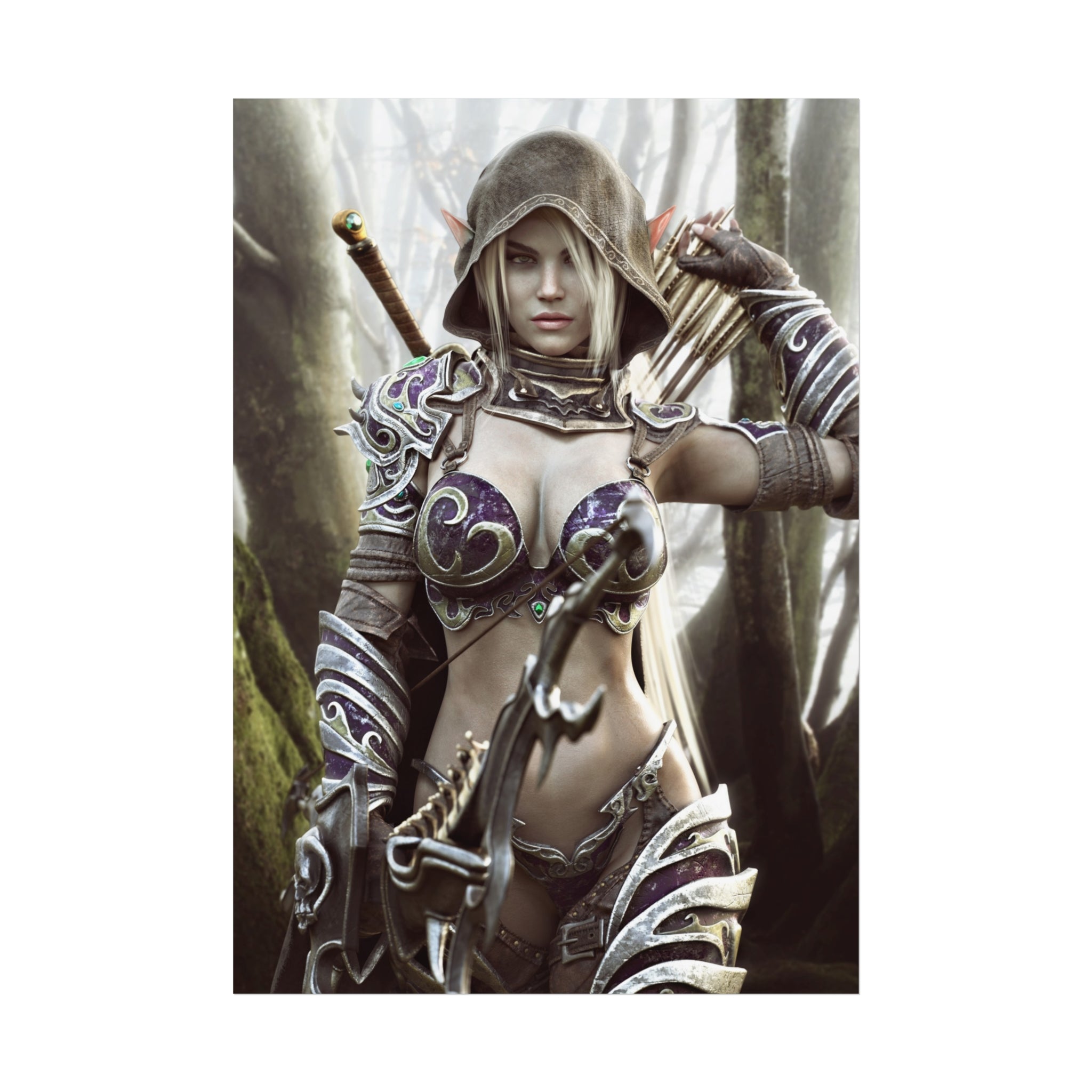 Fantasy Archer Warrior Fine Art Poster — Female Ranger Wall Art for Gamers & RPG Fans