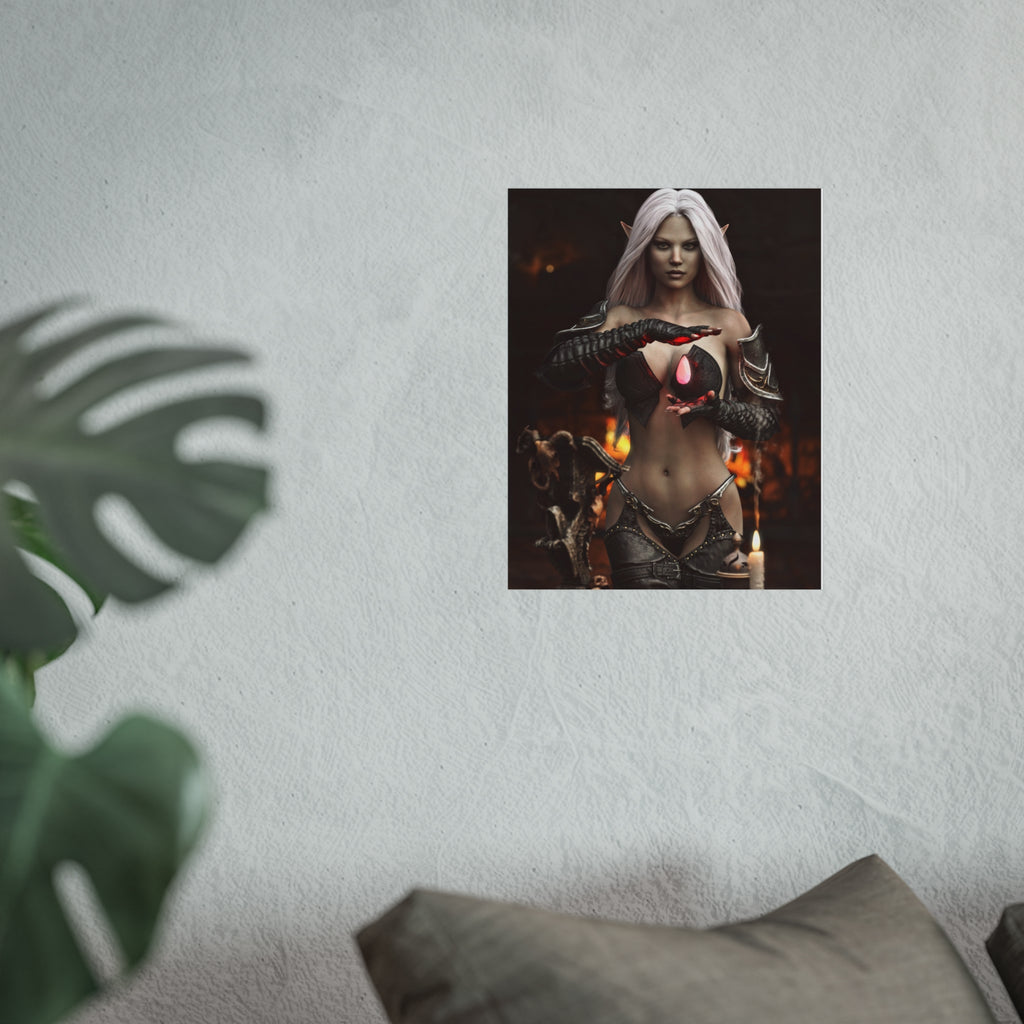 Fantasy Sorceress Art Poster — Dark Magic Goddess Wall Print - No AI - Human generated