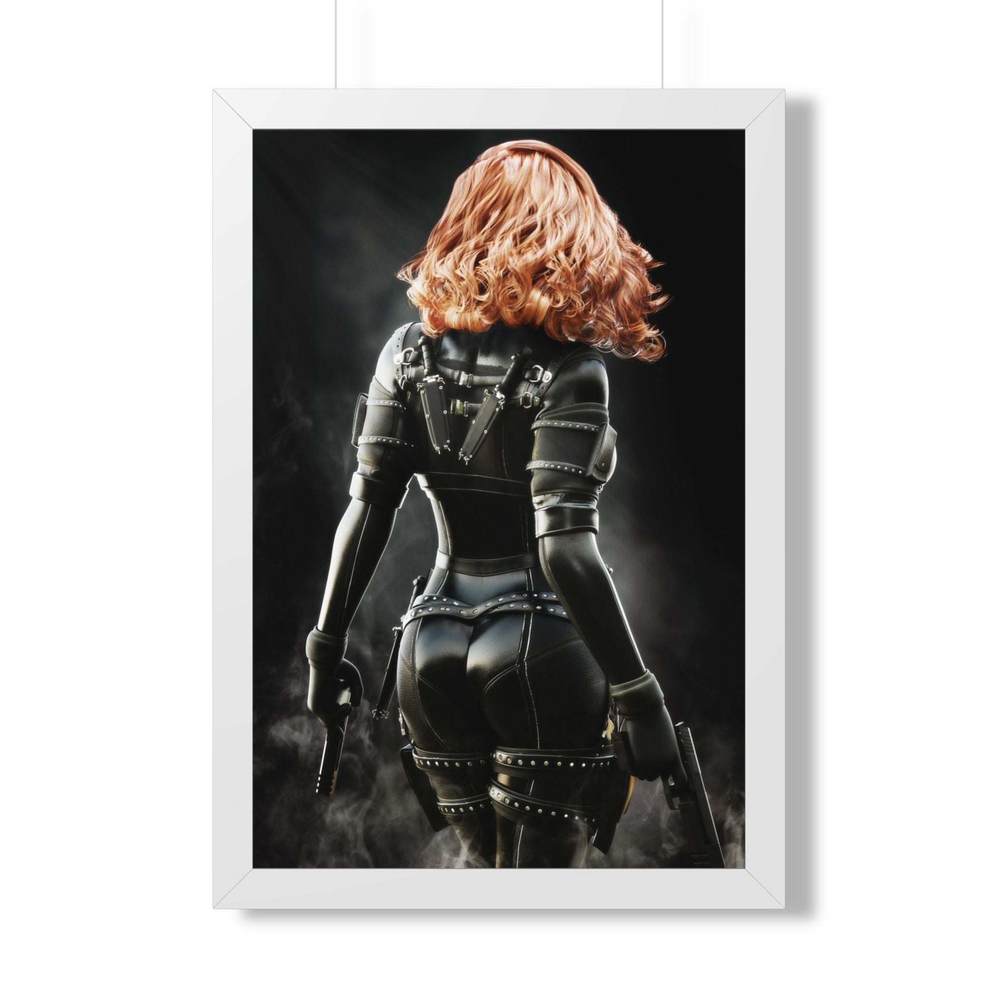 Black Widow-Inspired Framed Poster — Female Superhero Art Print (Vertical) - No AI- human created illustration art