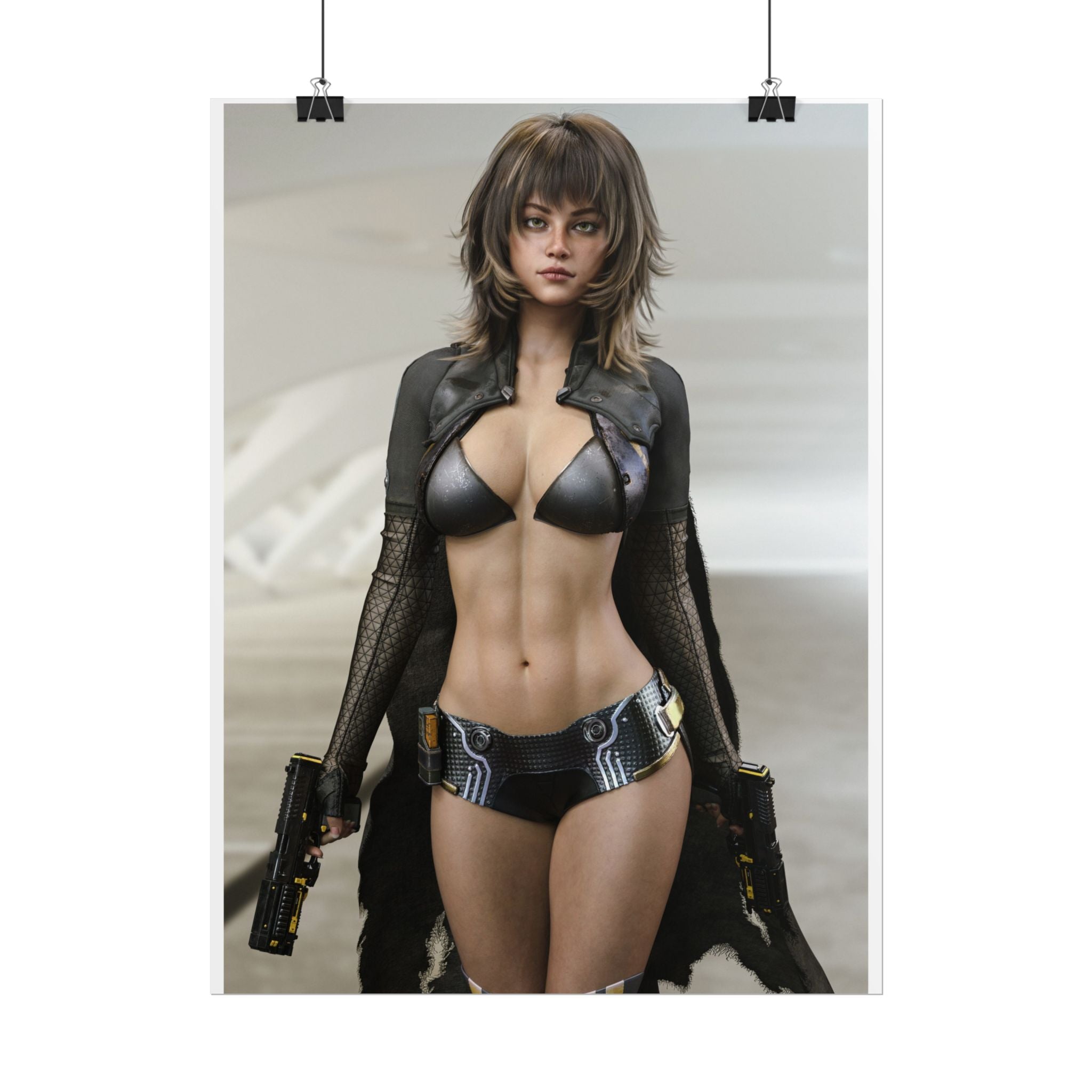 Futuristic Femme Fatale Sci‑Fi Poster — Rolled Art Print