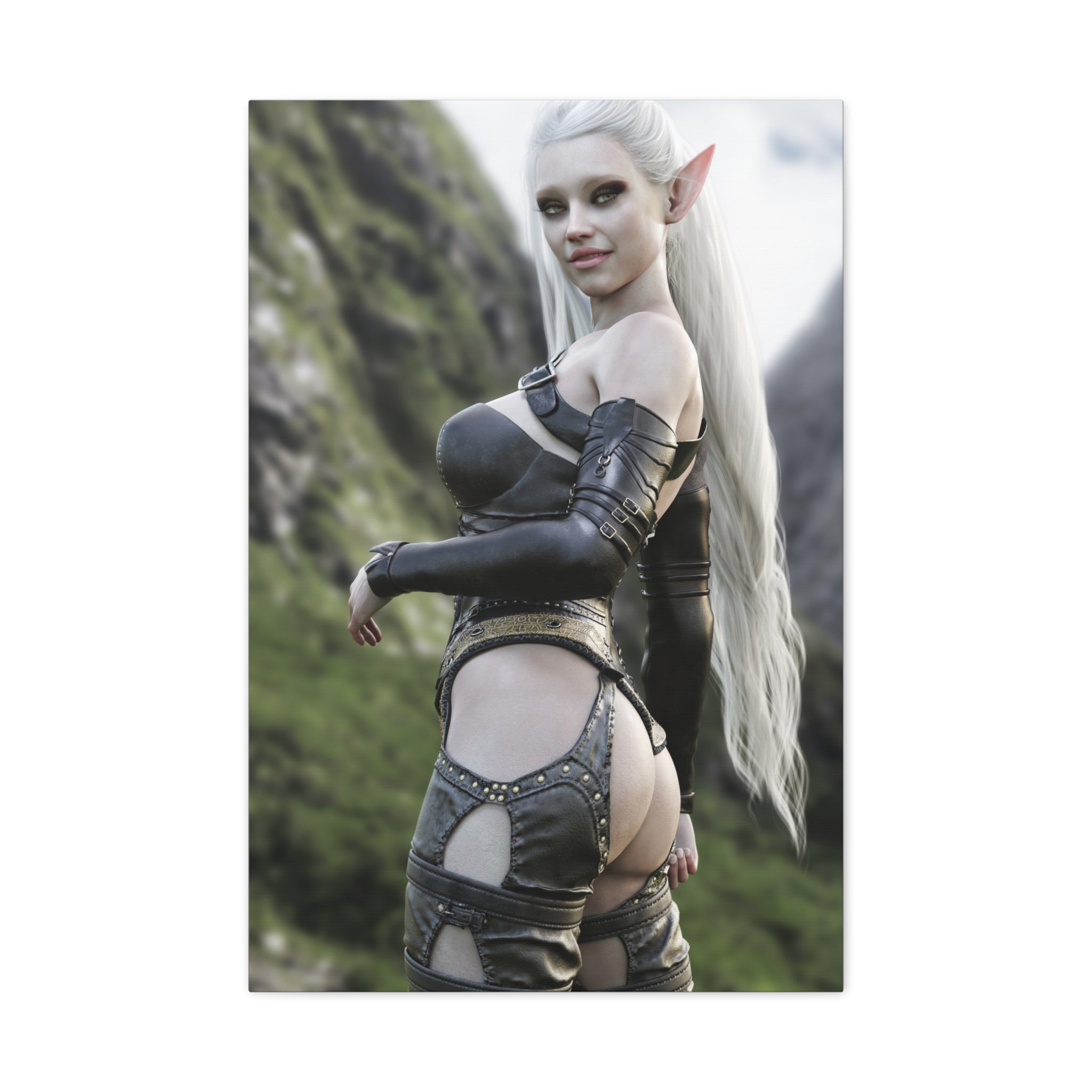 Fantasy Elf Warrior Canvas Print — Matte Stretched Wall Art- No AI - Human created illustration art