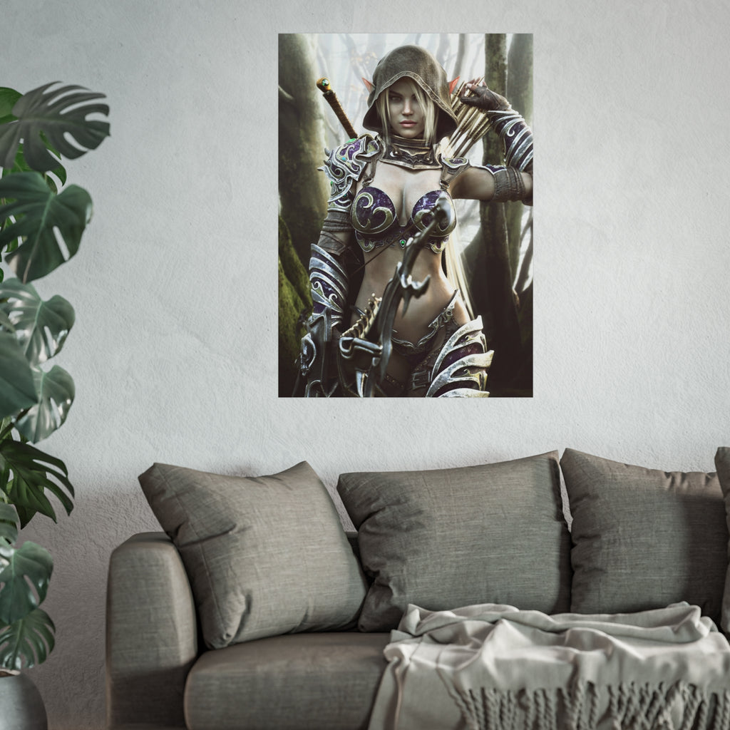 Fantasy Archer Warrior Fine Art Poster — Female Ranger Wall Art for Gamers & RPG Fans