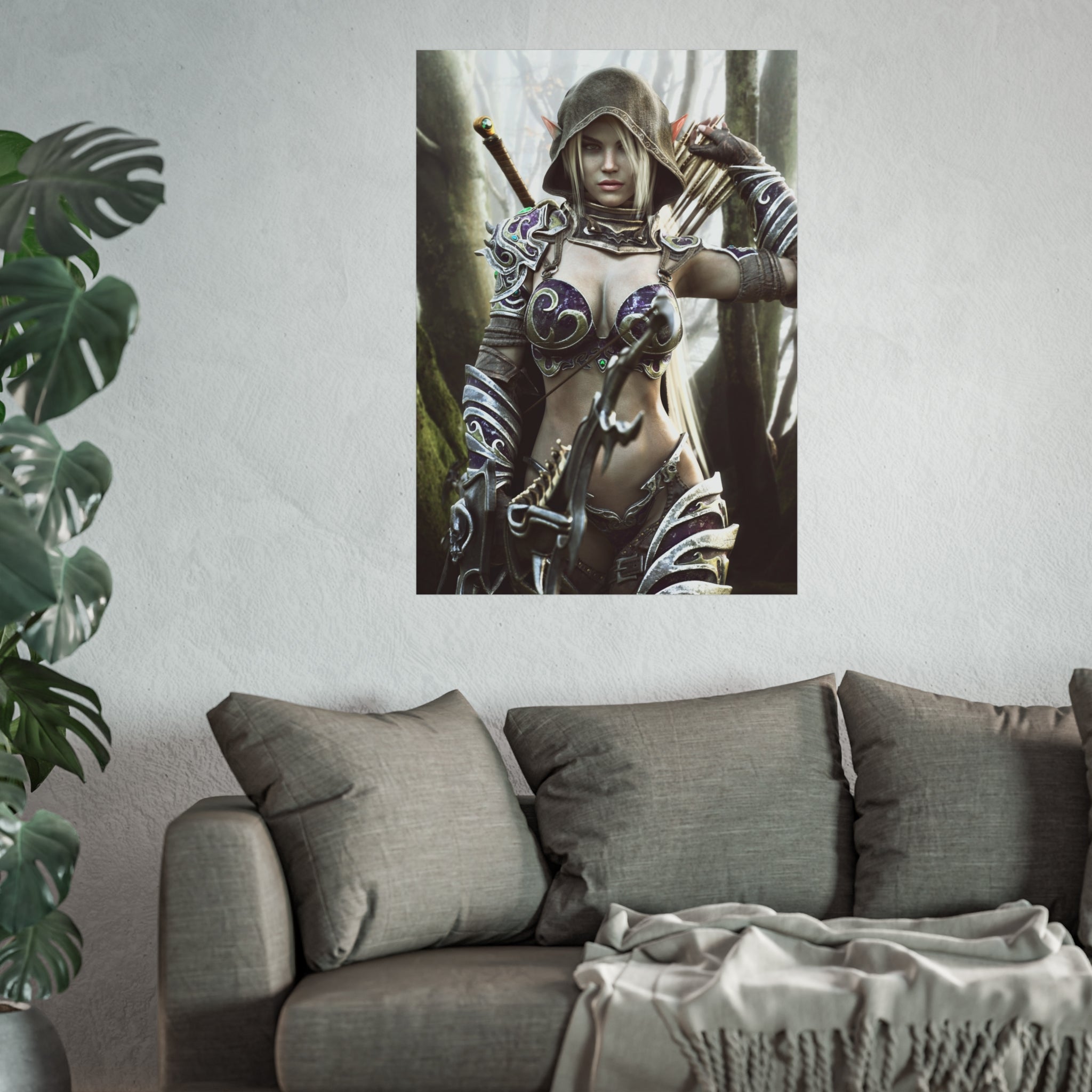 Fantasy Archer Warrior Fine Art Poster — Female Ranger Wall Art for Gamers & RPG Fans