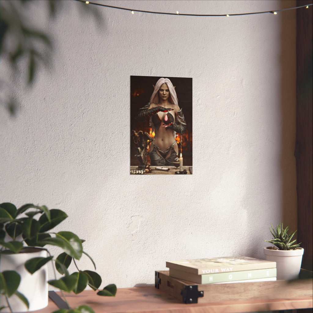 Fantasy Sorceress Art Poster — Dark Magic Goddess Wall Print - No AI - Human generated
