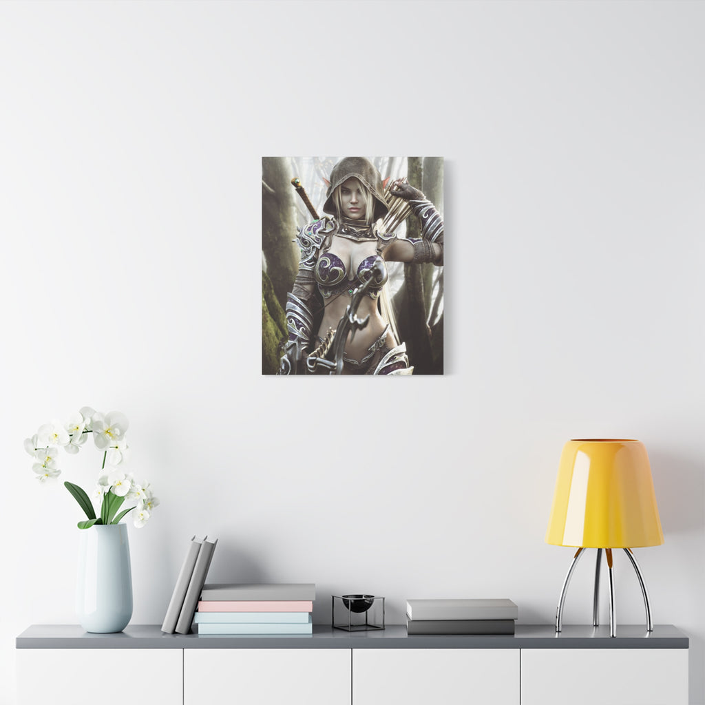 Fantasy Archer Warrior Canvas Print — Matte Stretched Wall Art- No AI- Human created illustration art