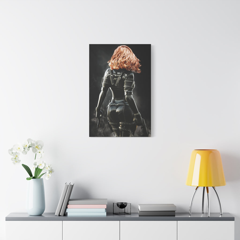 Black Widow Inspired Matte Canvas Art — Female Assassin Poster, Stretched 1.25" - No AI - human created illustration art