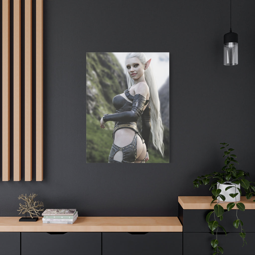 Fantasy Elf Warrior Canvas Print — Matte Stretched Wall Art- No AI - Human created illustration art