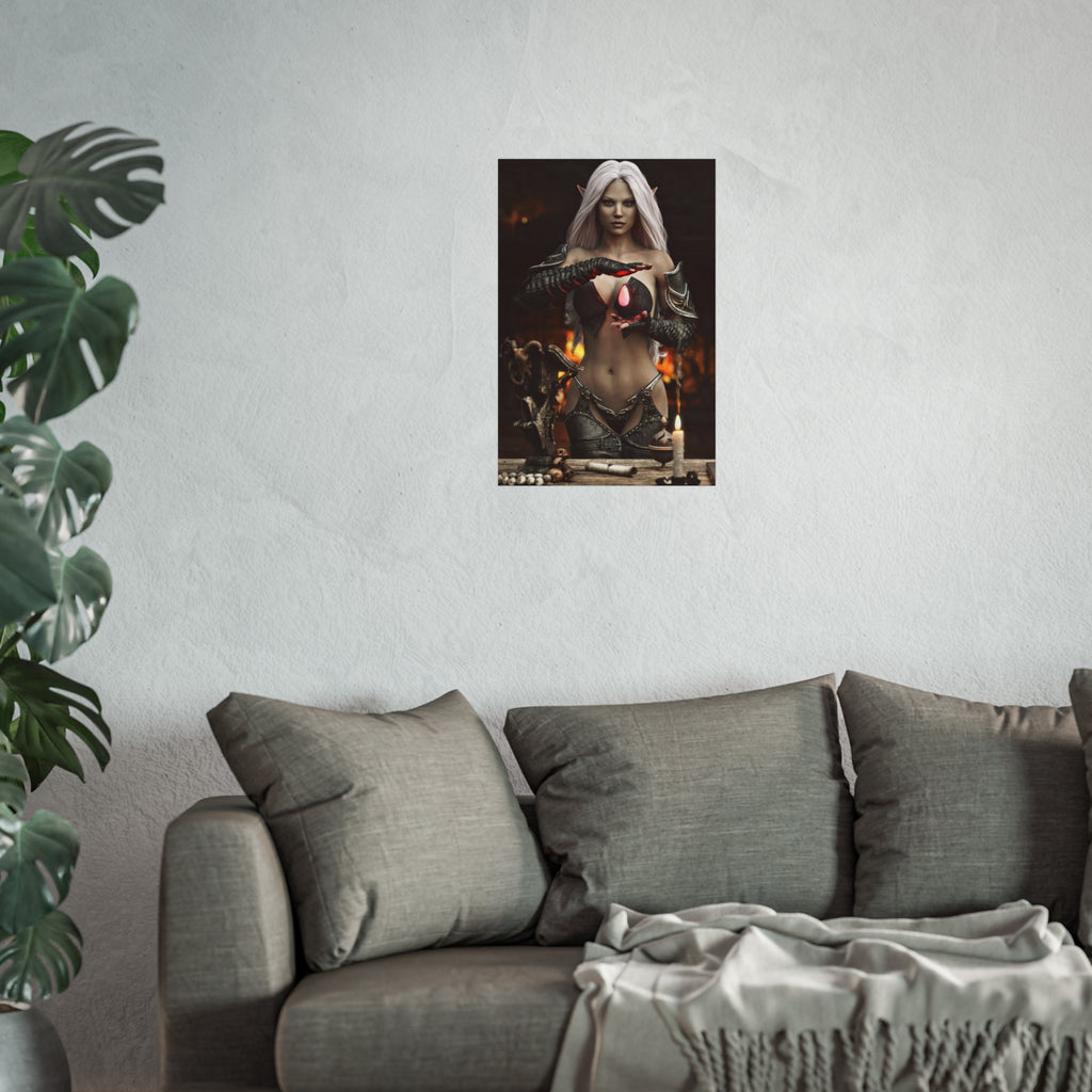 Fantasy Sorceress Art Poster — Dark Magic Goddess Wall Print - No AI - Human generated