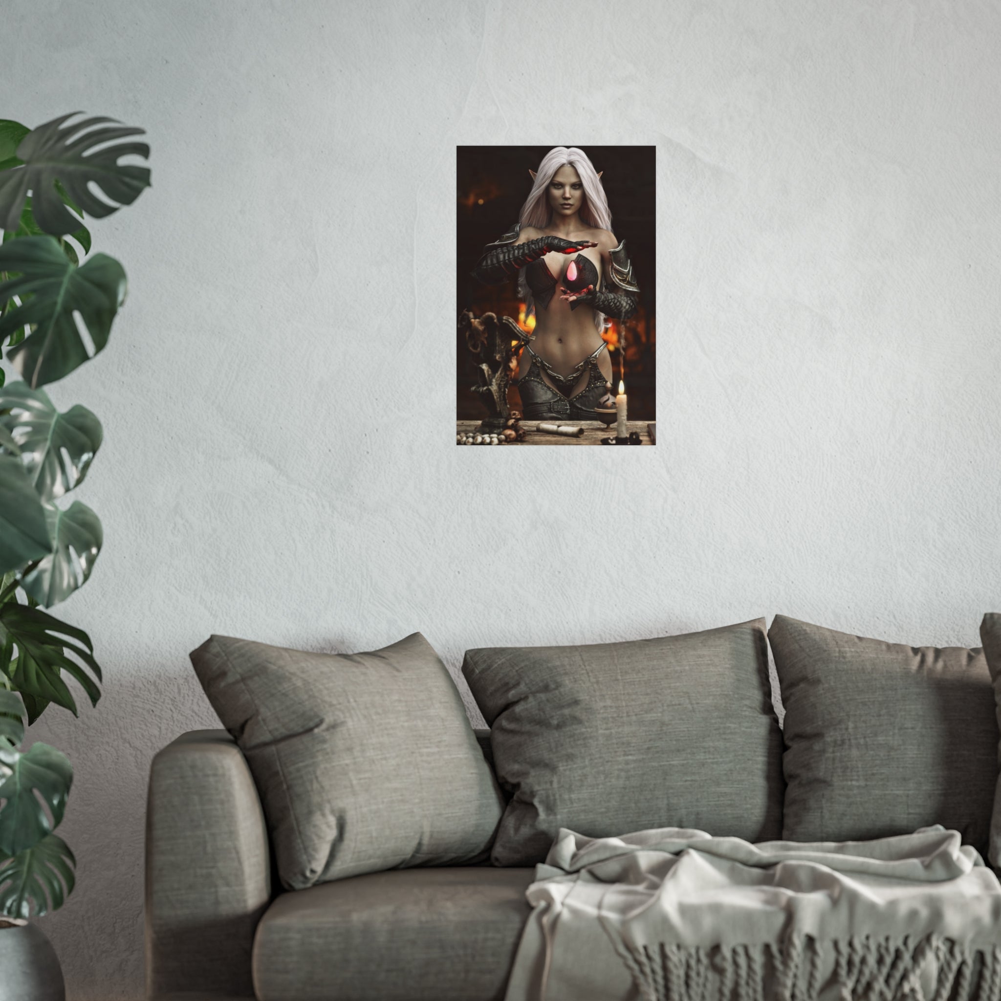 Fantasy Sorceress Art Poster — Dark Magic Goddess Wall Print - No AI - Human generated