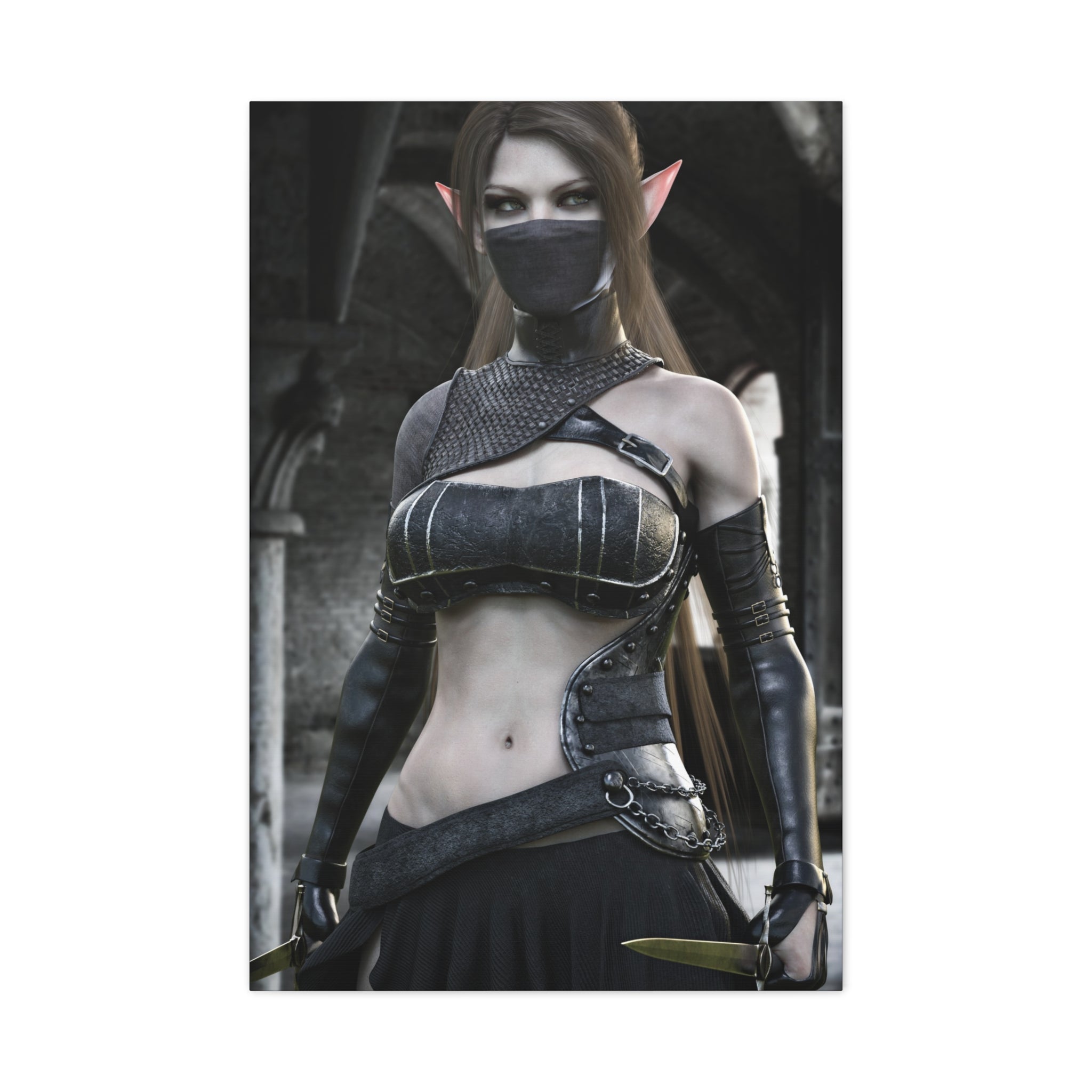 Fantasy Elven Rogue Matte Canvas Print — Stretched 1.25" - No AI- Human created illustration art