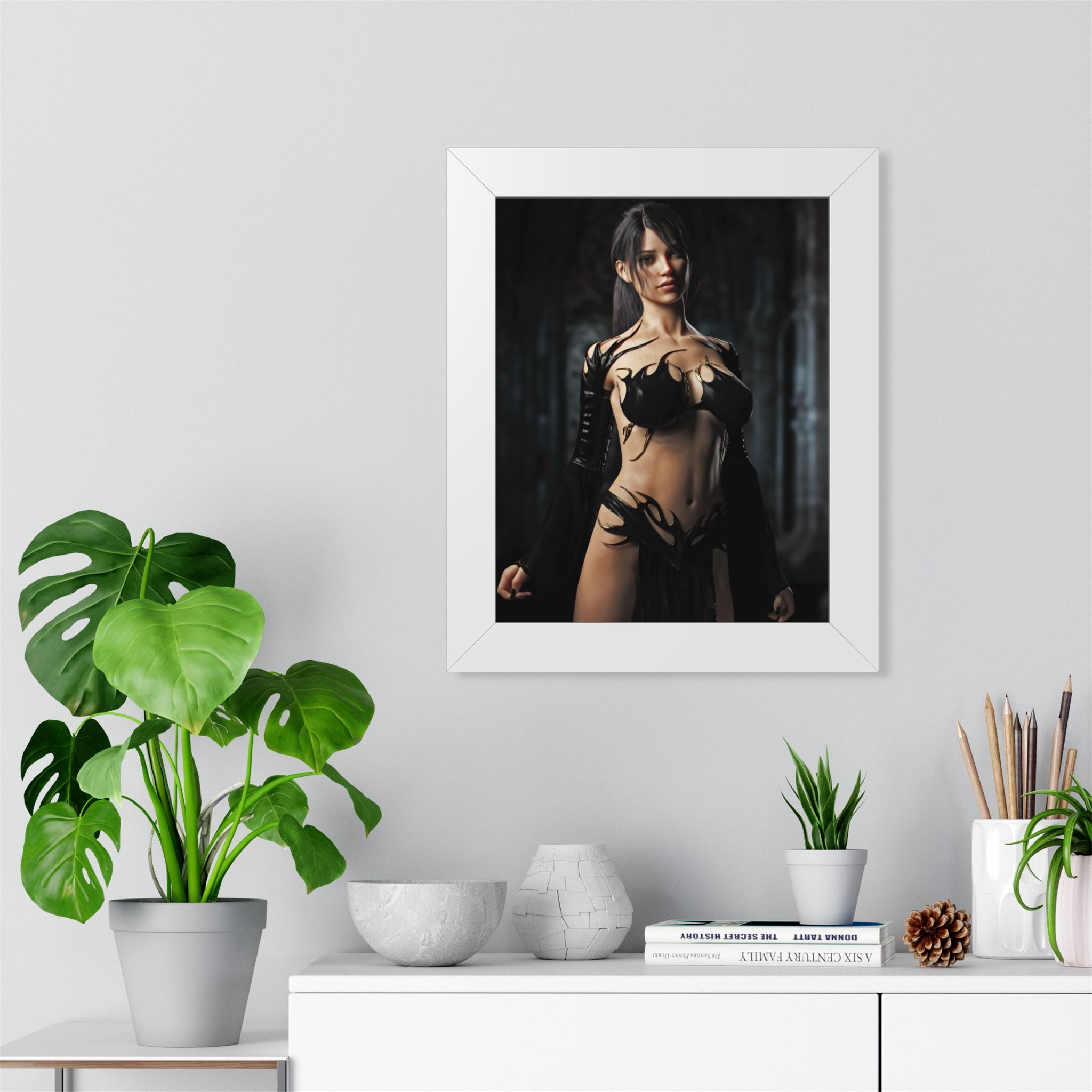 Framed Poster — Dark Fantasy Sorceress Woman Art Print- No AI- Human created illustration art