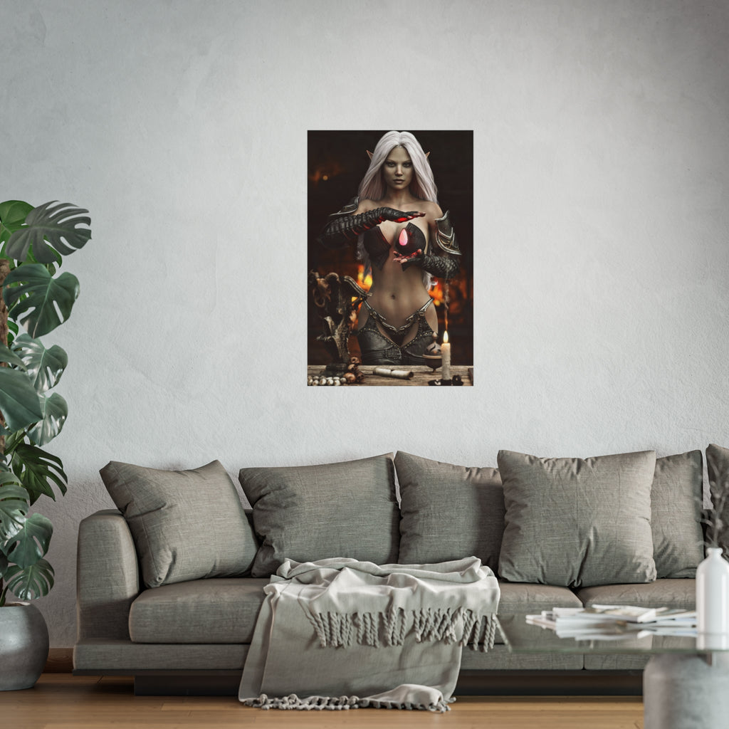 Fantasy Sorceress Art Poster — Dark Magic Goddess Wall Print - No AI - Human generated
