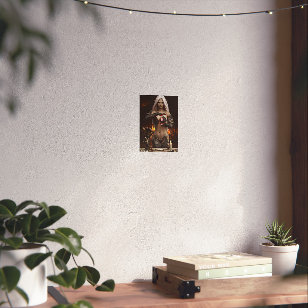 Fantasy Sorceress Art Poster — Dark Magic Goddess Wall Print - No AI - Human generated