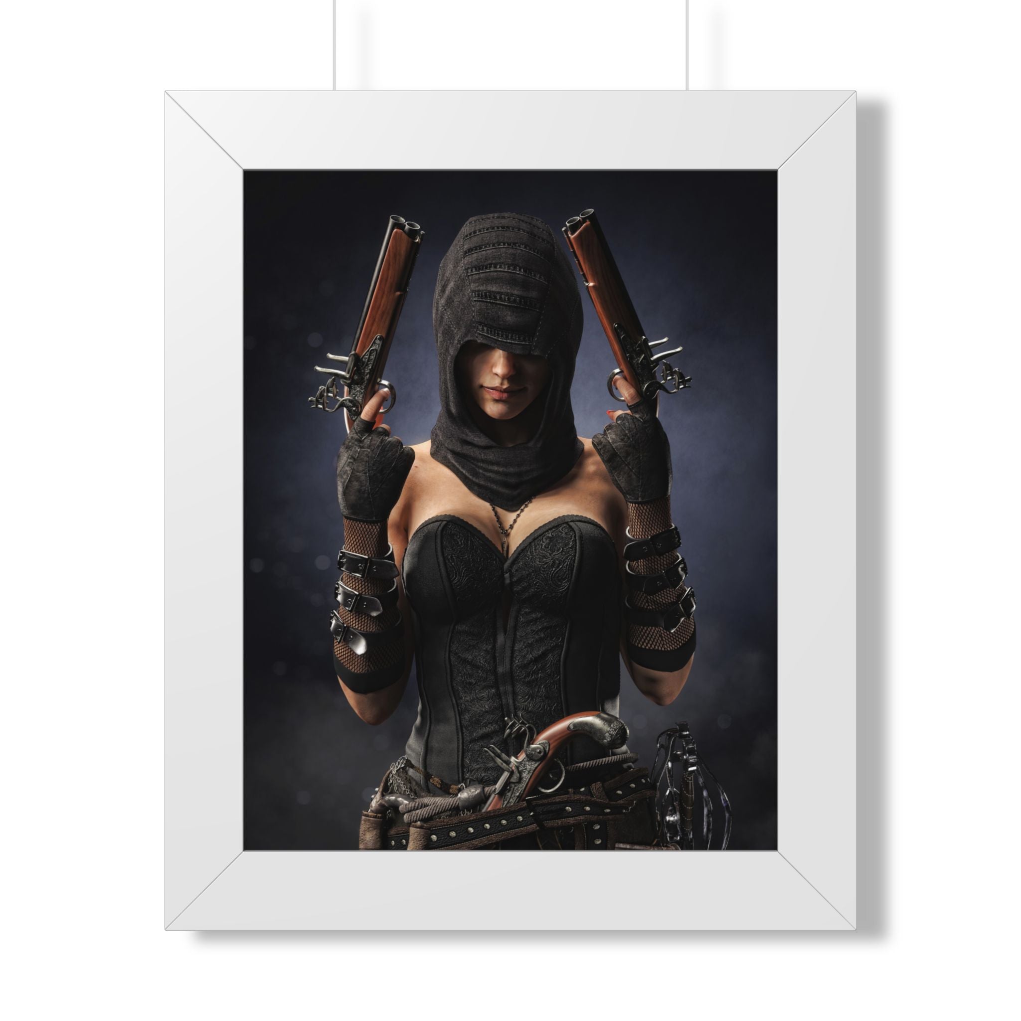 Póster enmarcado — Lámina artística "Pirata Asesino Pícaro Oscuro" (Vertical) - Sin IA - Ilustración creada por humanos