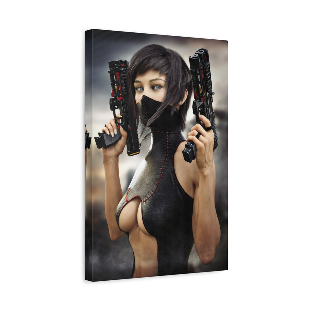 Futuristic Assassin Matte Canvas Wall Art - No Ai- Human created illustration art