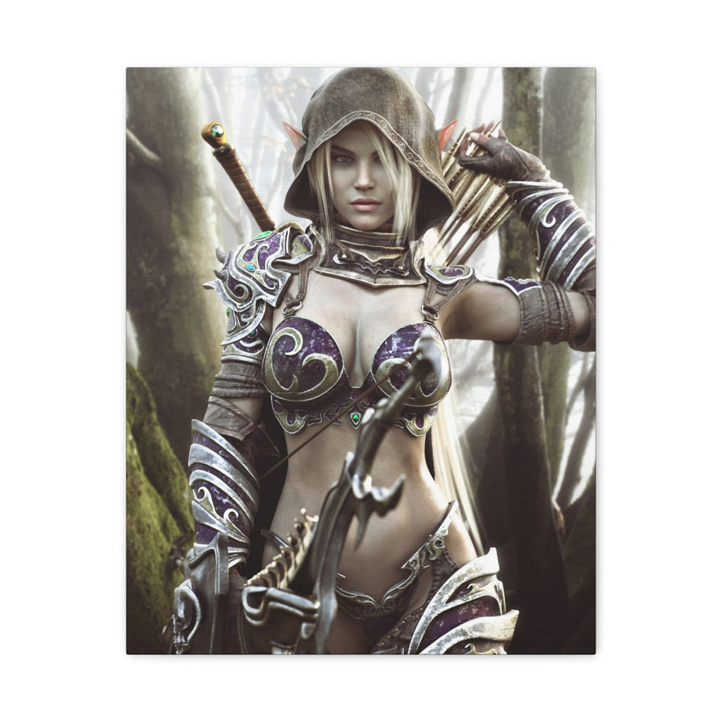 Fantasy Archer Warrior Canvas Print — Matte Stretched Wall Art- No AI- Human created illustration art