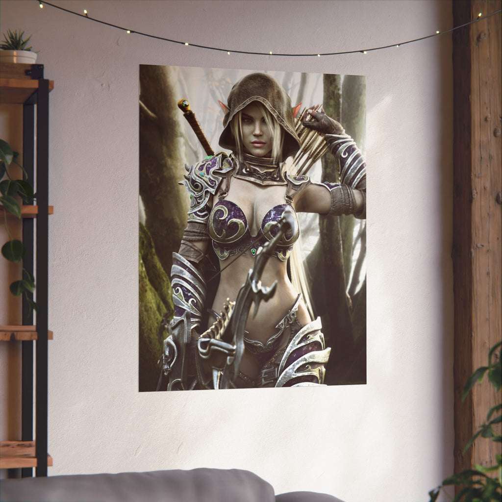 Fantasy Archer Warrior Fine Art Poster — Female Ranger Wall Art for Gamers & RPG Fans