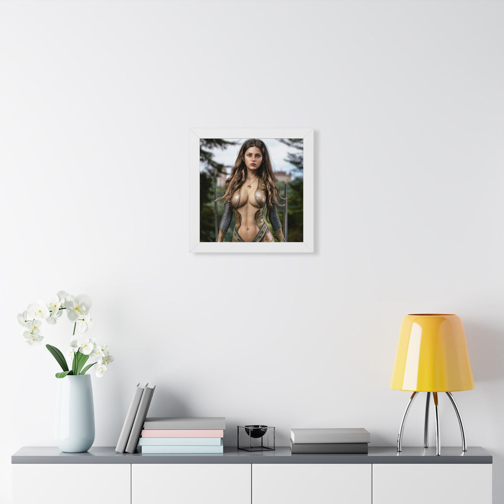 Framed Poster — Fantasy Warrior Woman Portrait
