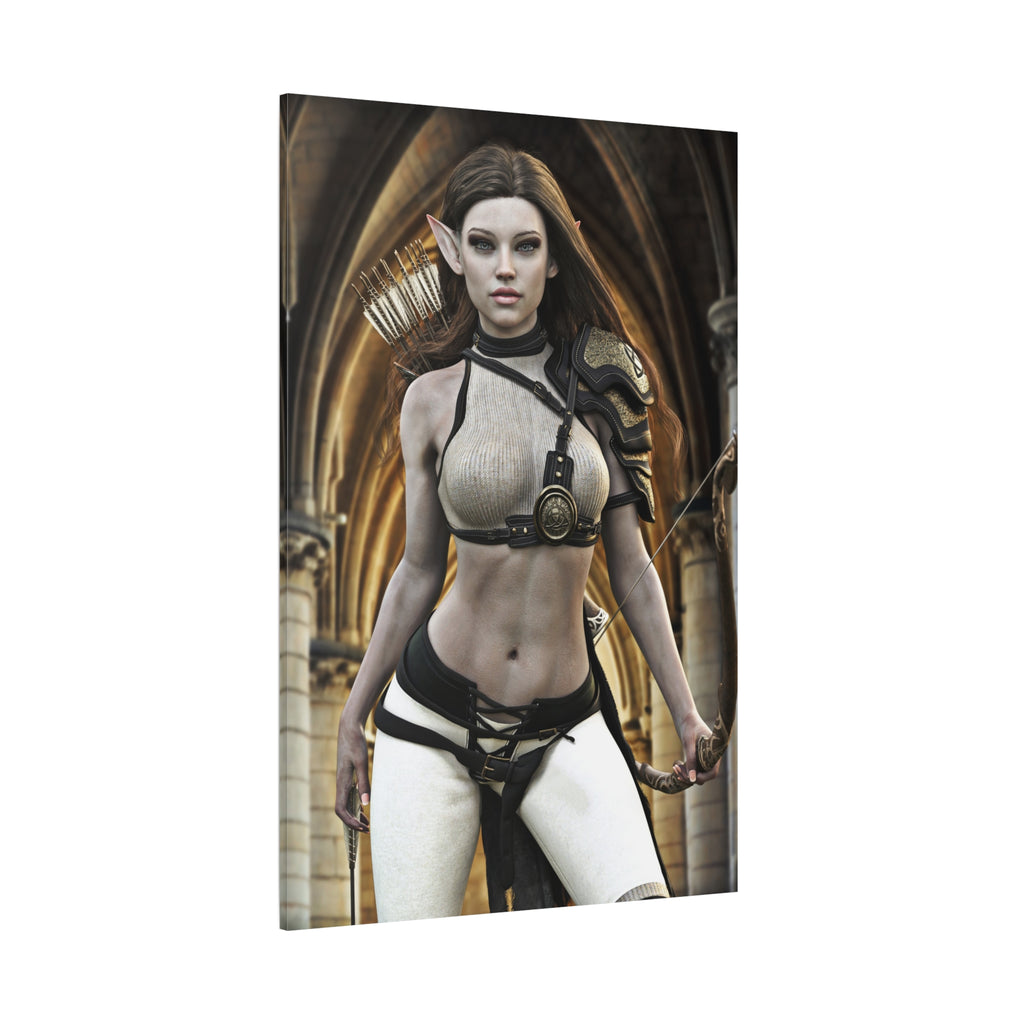 Fantasy Elven Archer Canvas Print – Warrior Elf Wall Art- No AI- Human created illustraion art