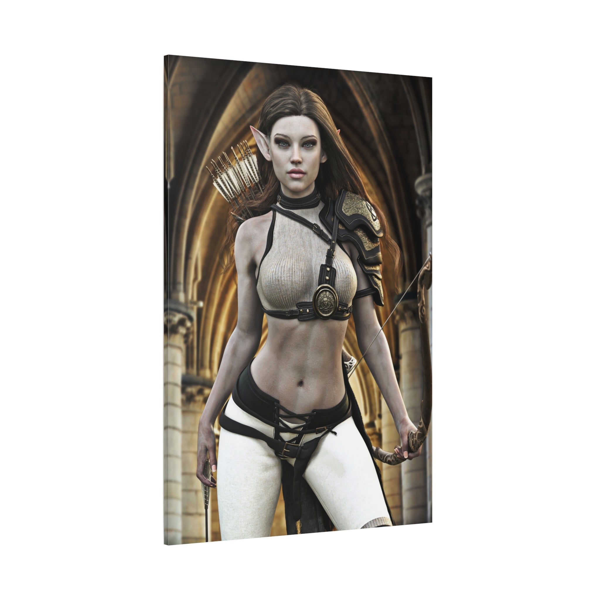 Fantasy Elven Archer Canvas Print – Warrior Elf Wall Art- No AI- Human created illustraion art