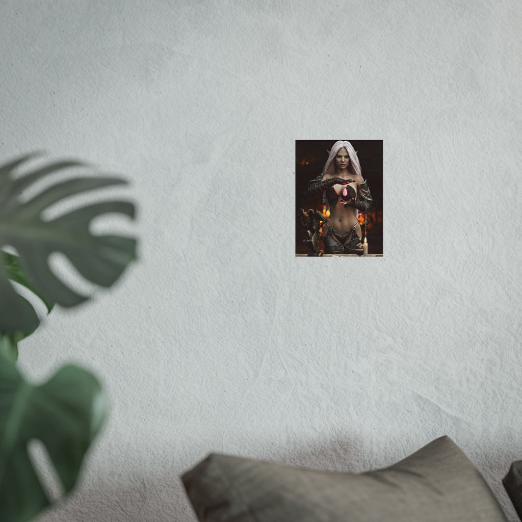 Fantasy Sorceress Art Poster — Dark Magic Goddess Wall Print - No AI - Human generated