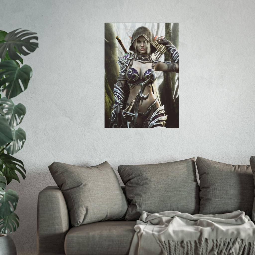Fantasy Archer Warrior Fine Art Poster — Female Ranger Wall Art for Gamers & RPG Fans