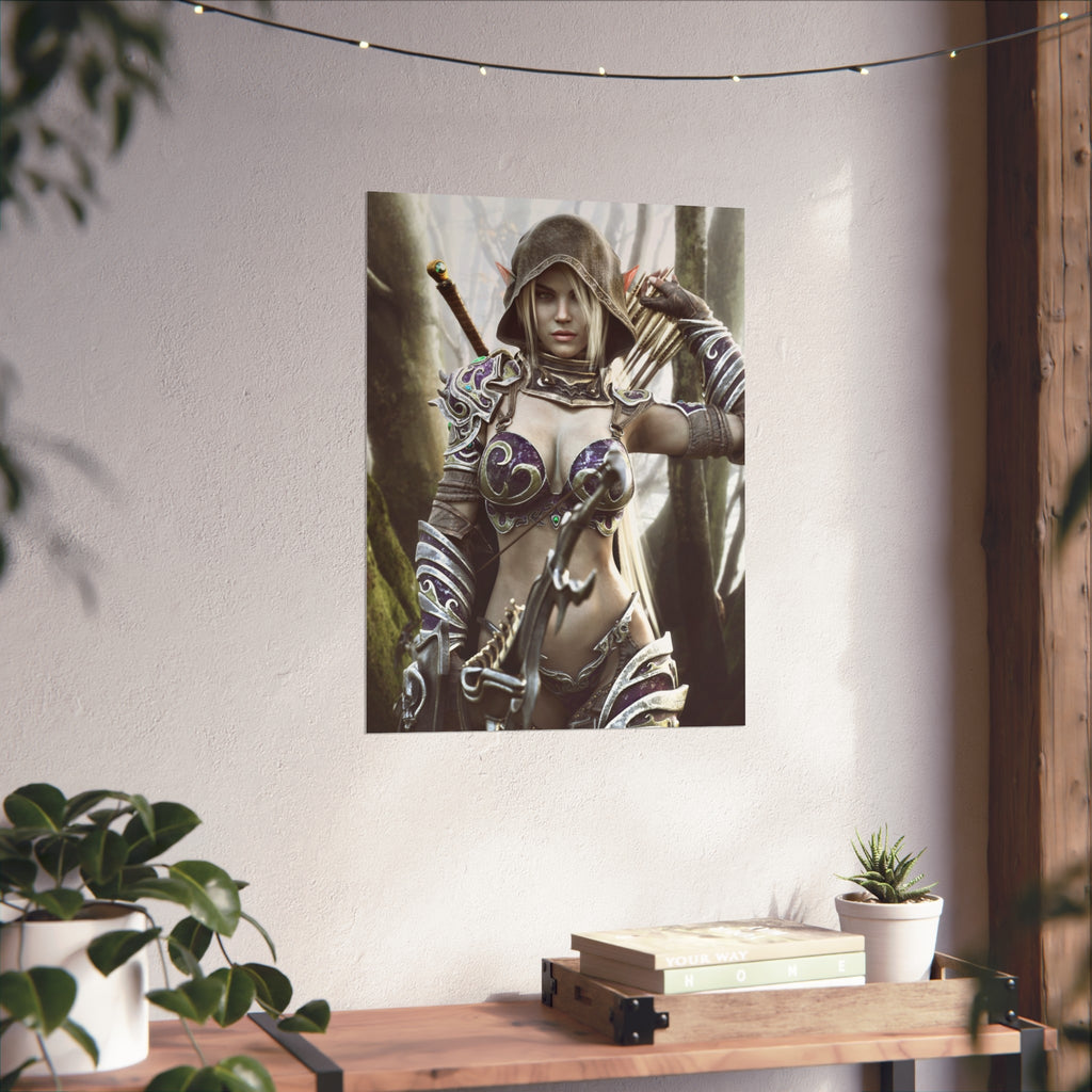 Fantasy Archer Warrior Fine Art Poster — Female Ranger Wall Art for Gamers & RPG Fans