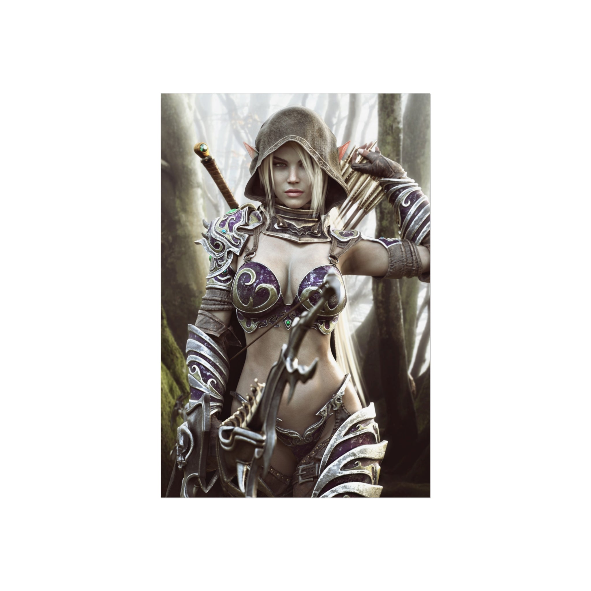 Fantasy Archer Warrior Fine Art Poster — Female Ranger Wall Art for Gamers & RPG Fans