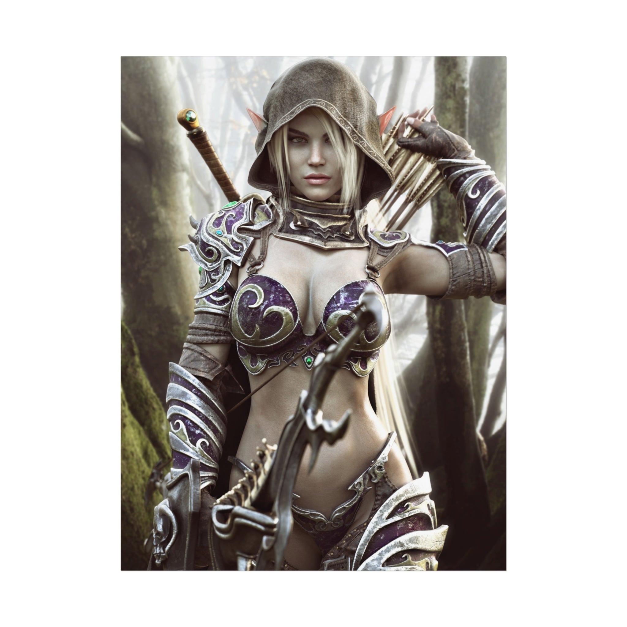 Fantasy Archer Warrior Fine Art Poster — Female Ranger Wall Art for Gamers & RPG Fans