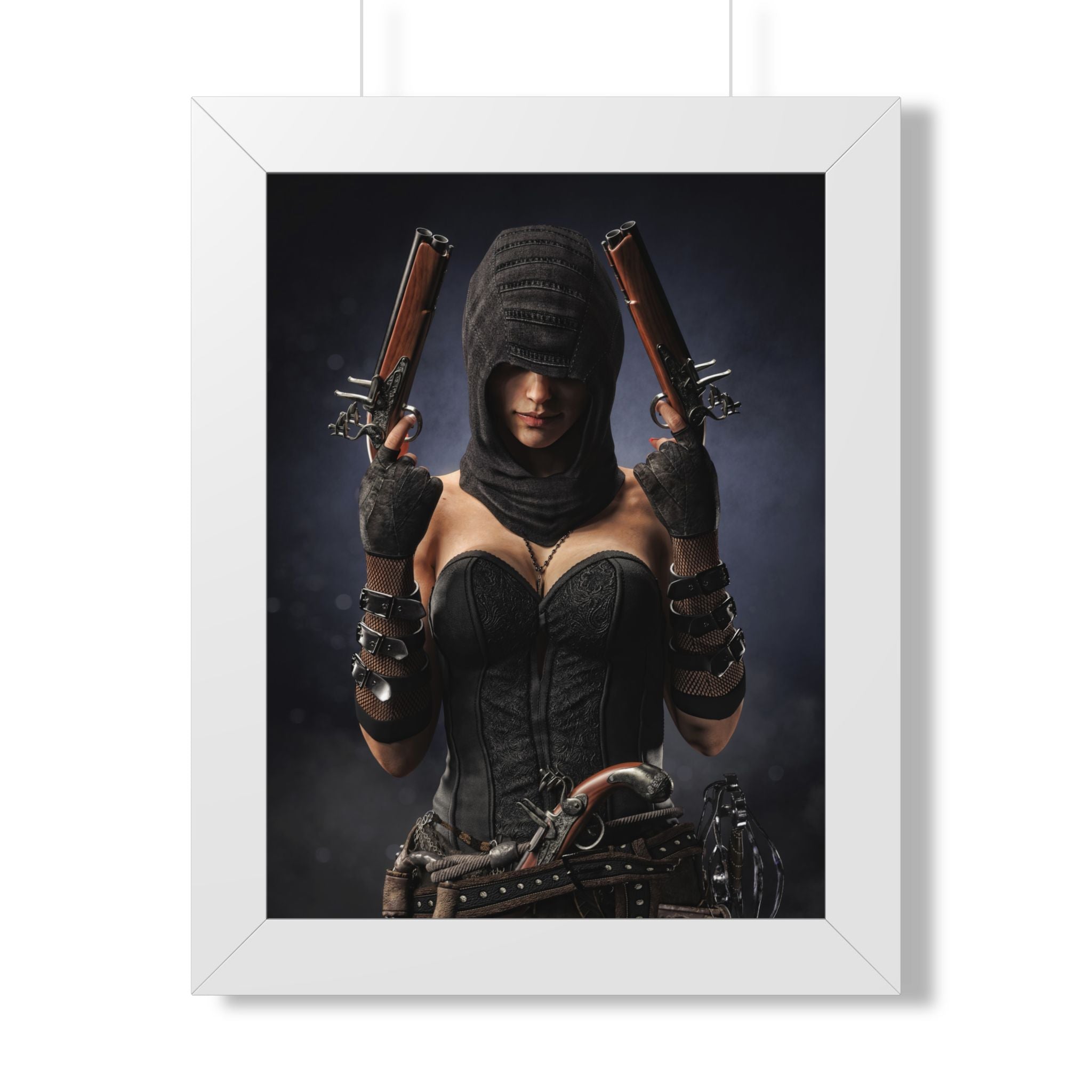 Póster enmarcado — Lámina artística "Pirata Asesino Pícaro Oscuro" (Vertical) - Sin IA - Ilustración creada por humanos