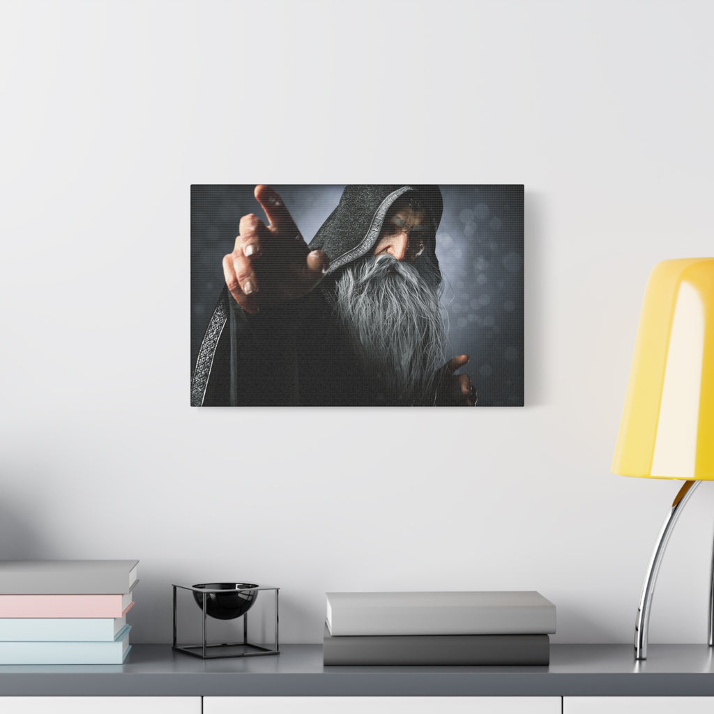Mystic Wizard Portrait Canvas — Stretched Matte Wall Art - No AI - Human created illustration art